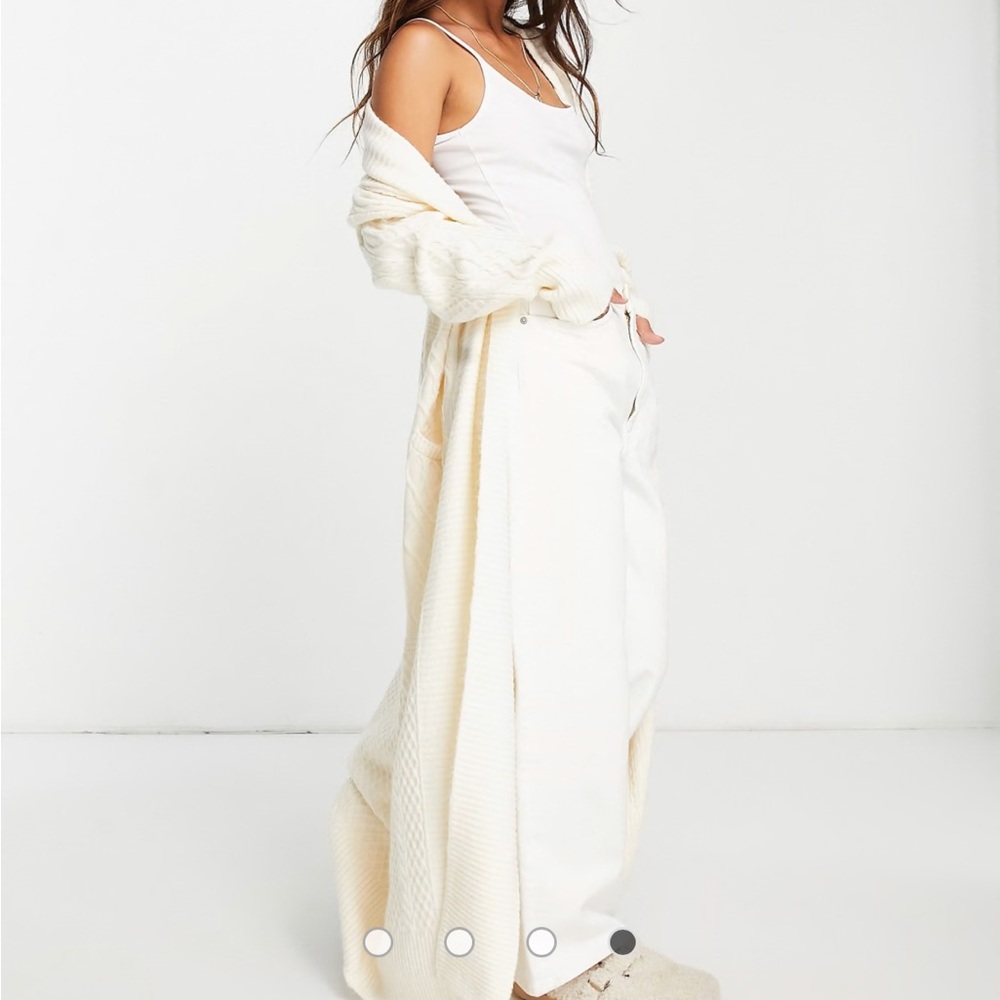 River Island Cream Cable Knit Maxi / Long Cardigan